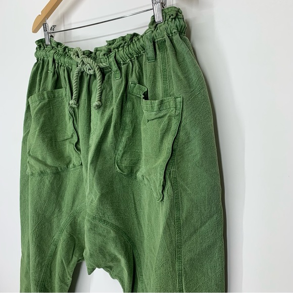 Free People Runyon Drop Crotch Cropped Wide Leg Oversized Green Pants Size XS - Picture 6 of 16